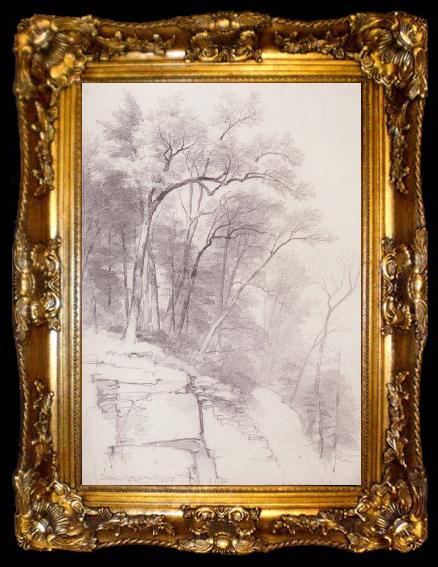 framed  Asher Brown Durand Study of Trees and Rocks,kaaterskill Clove, ta009-2